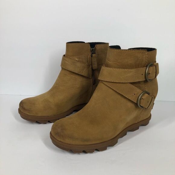 Sorel Joan Of Arctic II Elk Wedge Buckle Boot Booties Waterproof Leather 9.5 - Picture 5 of 11